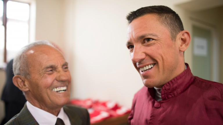 Frankie Dettori with his father Gianfranco Dettori on day 1 of the July meetingNewmarket 9.7.15 Pic: Edward Whitaker