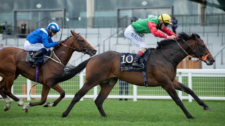Nando Parrado (Adam Kirby) beats Qaader (Jim Crowley) in the Coventry Stakes