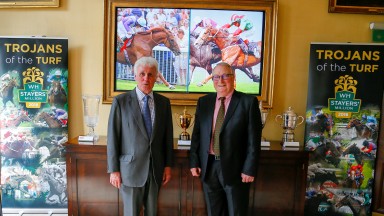 Owners Jeff Smith and Ron Huggins give their full support to The launch of Weatherbys Hamilton Stayersâ Million is a prize of Â£1 million that will be awarded to the connections of a horse that having won one of four recognised prep races in May - Longi