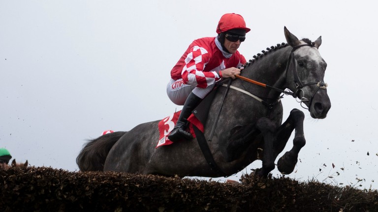 Fil Dor and Davy Russell en route to landing the Grade 3 juvenile hurdle at Fairyhouse