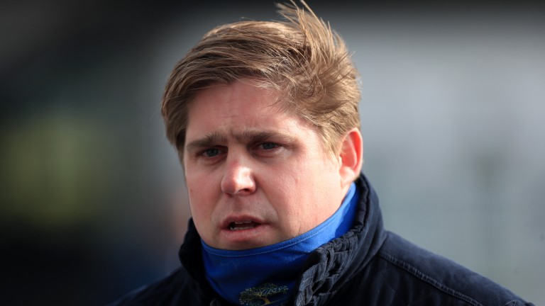 UTTOXETER, ENGLAND - MARCH 20: Dan Skelton at Uttoxeter Racecourse on March 20, 2021 in Uttoxeter, England. (Photo by Mike Egerton - Pool/Getty Images)