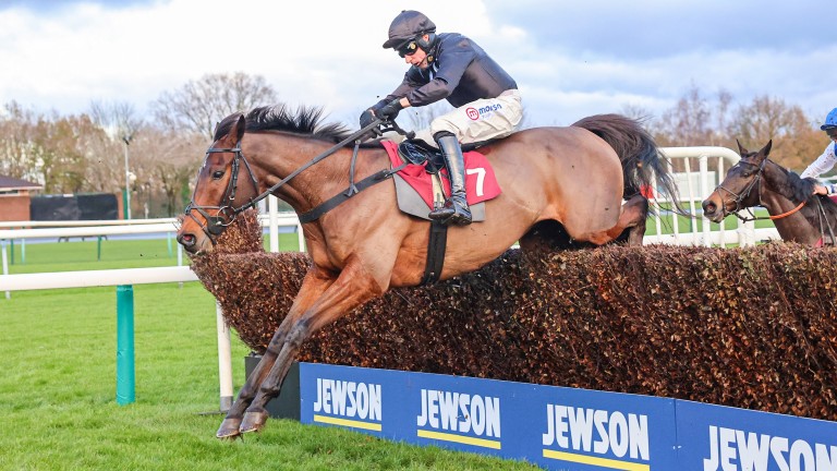 Blaklion on his way to winning the veterans' chase at Haydock