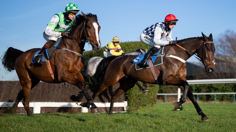 Dusart (right) was running for the first time since finishing third in Grade 1 company at Aintree last April