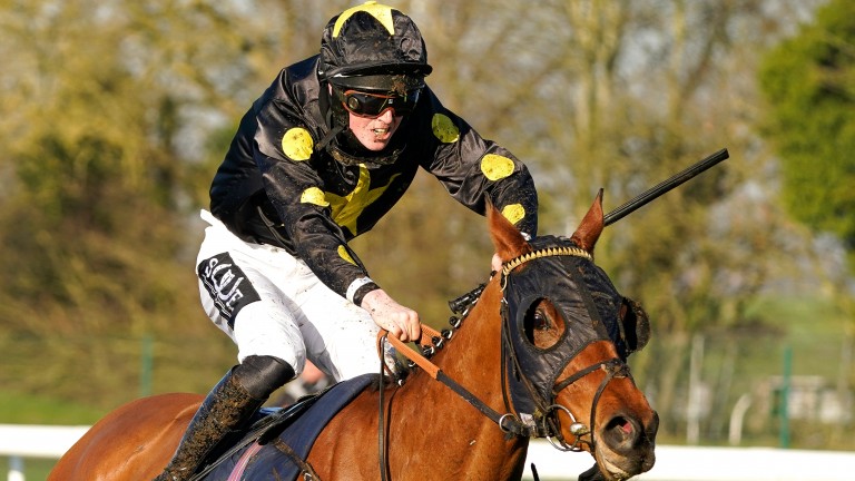 Jack Martin on his way to a landmark first winner under rules at Huntingdon