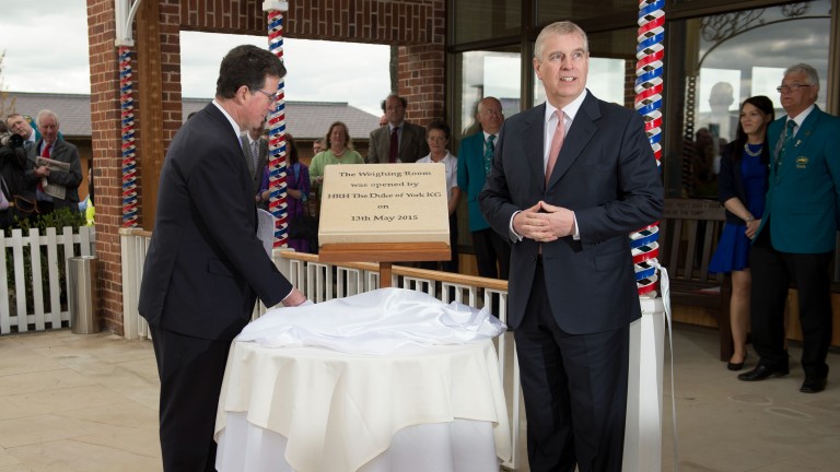 The Duke Of York (right) opened the new weighing room at York in 2015