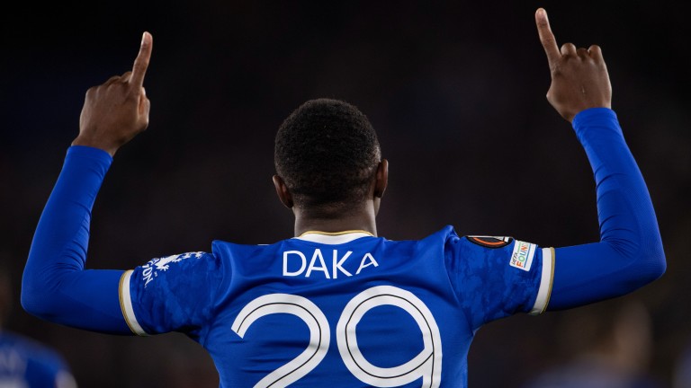 Patson Daka of Leicester City celebrates