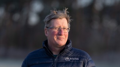 Trainer Ben Case on the gallops at his base in Edgcote, Banbury 18.1.22Pic: Edward Whitaker
