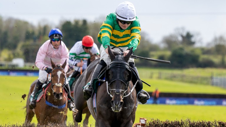 Darasso and Luke Dempsey clear the when winning the Rathbarry & Glenview Studs Hurdle (Grade 2)Fairyhouse.Photo: Patrick McCann/Racing Post18.04.2022