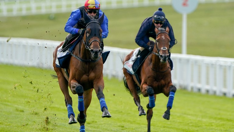 Emily Upjohn (left) powers by her stablemate under Frankie Dettori