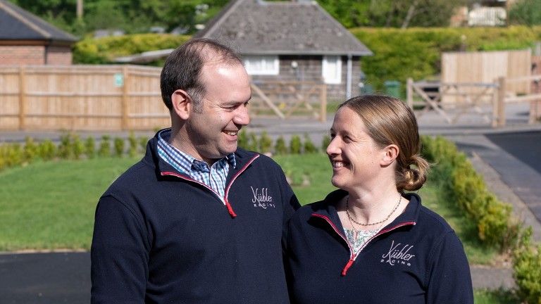 Daniel and Claire Kubler  at their state of the art Sarsen Farm in Upper Lambourn 14.5.22Pic: Edward Whitaker