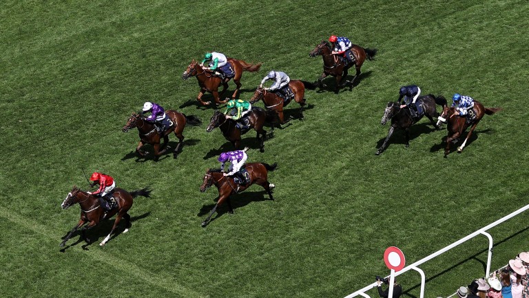 Riddler y Paul Hanaghan ganaron el Norfolk Stakes pero la pareja cruzó la pista