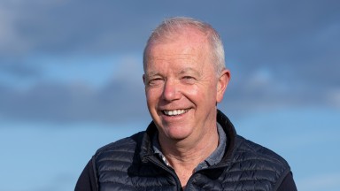 Karl Burke on Low Moor gallops above his stables Spigot Lodge, Coverham, Leyburn, North Yorkshire 21.6.22Pic: Edward Whitaker
