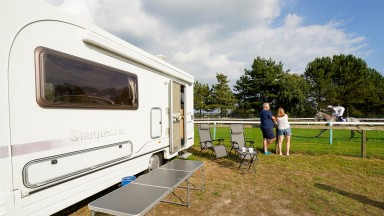 A view from the caravan park area in the centre of the racecourse during racing at Yarmouth