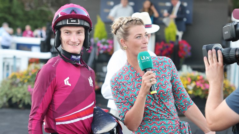 Diamond Bay's jockey Daniel Muscutt is interviewed by ITV Racing's Natalie Green