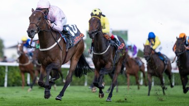 Polly Pott (Daniel Tudhope) wins the May Hill StakesDoncaster 8.9.22 Pic: Edward Whitaker