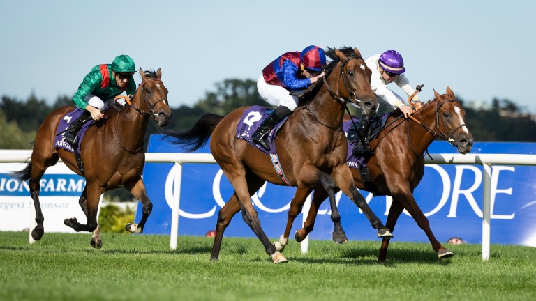 Luxembourg and Ryan Moore winners of the Irish Champion Stakes Gr.1.Leopardstown.Photo: Patrick McCann/Racing Post10.09.2022