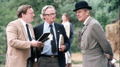 Brian Giles (left) the former racing editor of the Daily Mail, with the Duke of Edinburgh and Daily Telegraph equestrian correspondent Alan Smith at Royal Windsor Horse Show