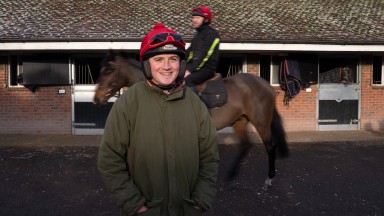 Harry Derham's at his yard ,Frenchmanâs House in Upper Lambourn 23.1.23 Pic: Edward Whitaker